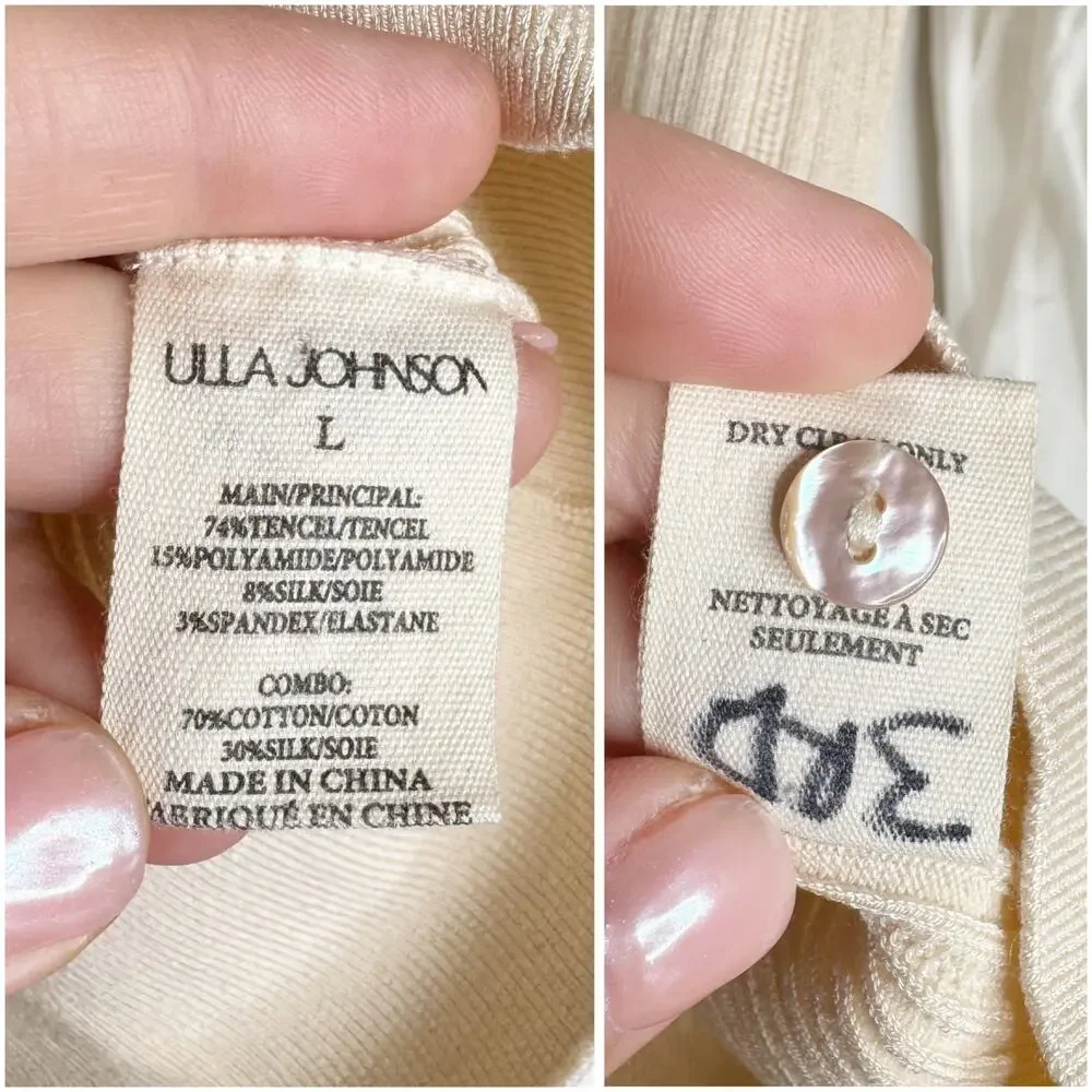 Ulla Johnson Felicia Silk Blend Cardigan Ivory Balloon Sleeve Large L